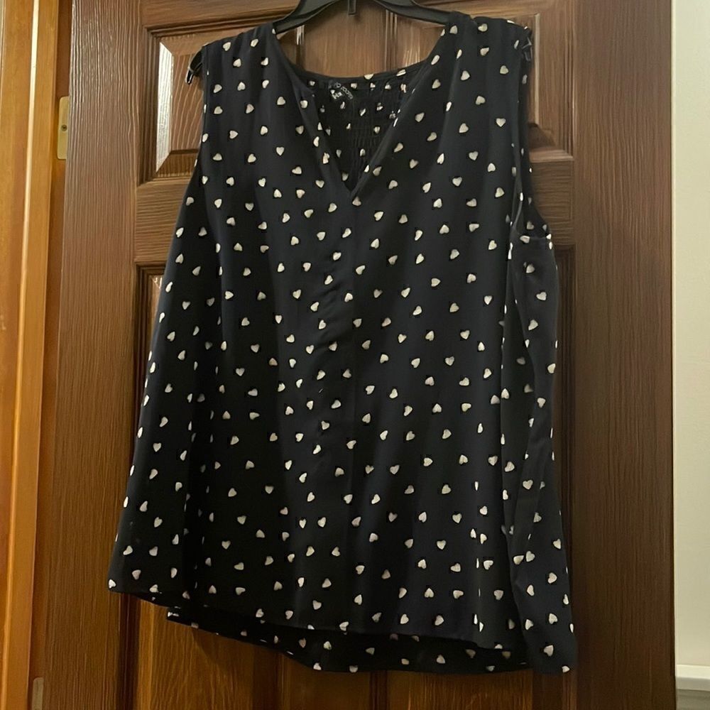 Navy Blouse with Heart Detail